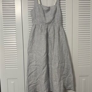 Quince Blue and White Striped Midi Dress